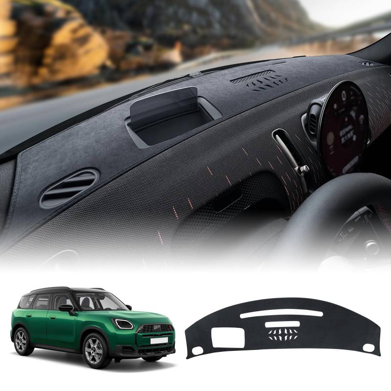 KUNKGIC Für 2024 2025 MINI U25 Countryman Flanell Auto Dashboard Matte Dashboard Cover Auto Innenraum Sonnenschutz Dashboard Lichtschutz Matte Schutzpolster Zubehör von KUNGKIC