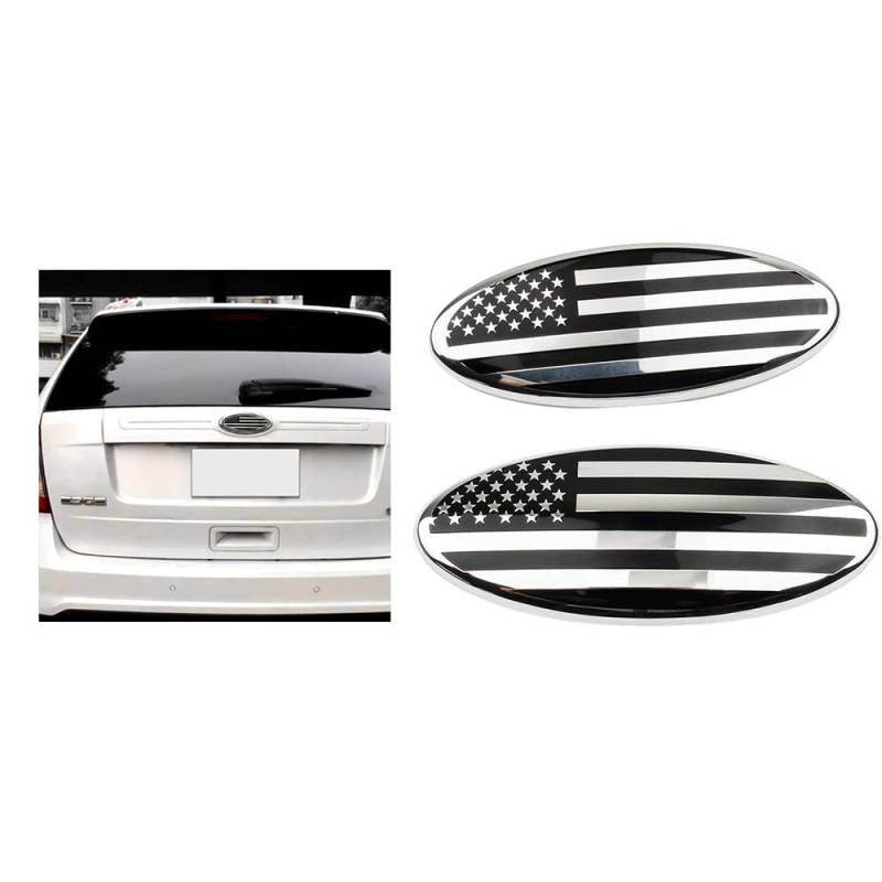 KUNIO 1 Stücke Amerikanische Flagge Frontgrill Hinten Heckklappe Emblem Passt für Ford F150 F250 F350 Edge Ranger Explorer Abzeichen Aufkleber Namensschild Emblem Logo 23cm Silber von KUNIO