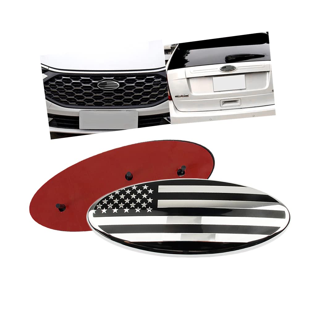 KUNIO 1 Stücke Amerikanische Flagge Frontgrill Hinten Heckklappe Emblem Passt für Ford F150 F250 F350 Edge Ranger Explorer Abzeichen Aufkleber Namensschild Emblem Logo Zubehör 11.5cm(4.5inch) Silber von KUNIO