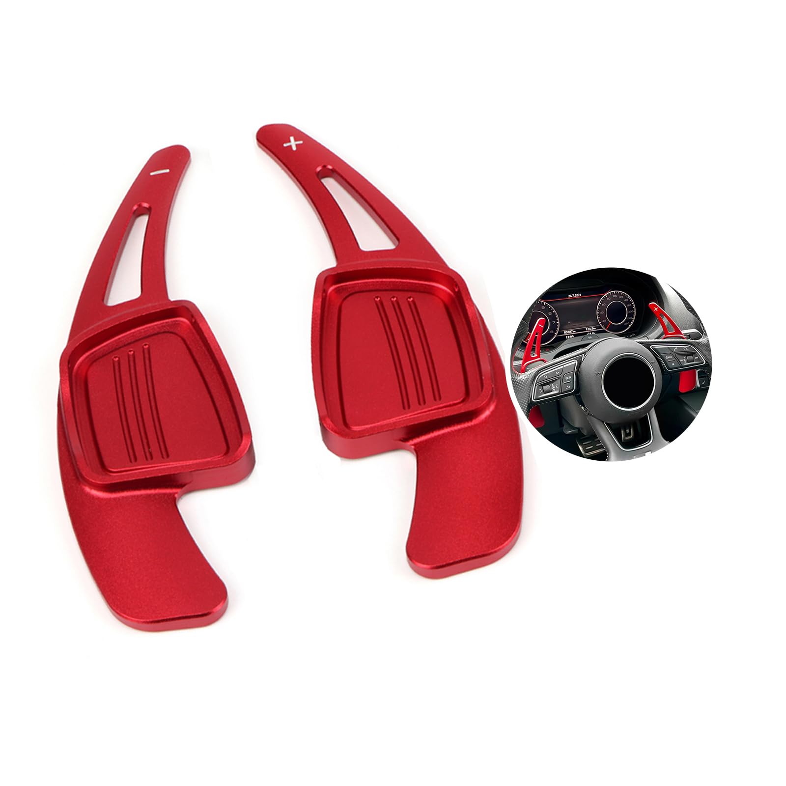 KUNIO 2 Stücke Lenkrad Schaltwippen Verlängerung Paddles Lenkrad für Audi A3 A4 B9 S4 A5 S5 Q2 Q5 Q7 SQ5 TT TTS 2017-2020 Aluminiumlegierung Paddle Shifter Extensions Zubehör Rot von KUNIO