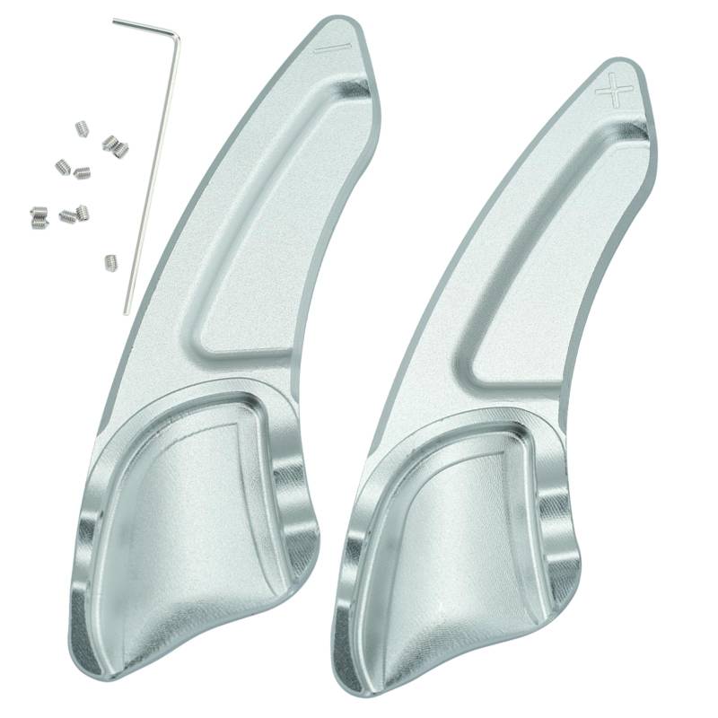 KUNIO 2 Stücke Lenkrad Schaltwippen Verlängerung Paddles Lenkrad für Fiat Viagglo 2012-2017 für Fiat Ottimo 2014-2017 Aluminiumlegierung Paddle Shifter Extensions Zubehör Silber von KUNIO