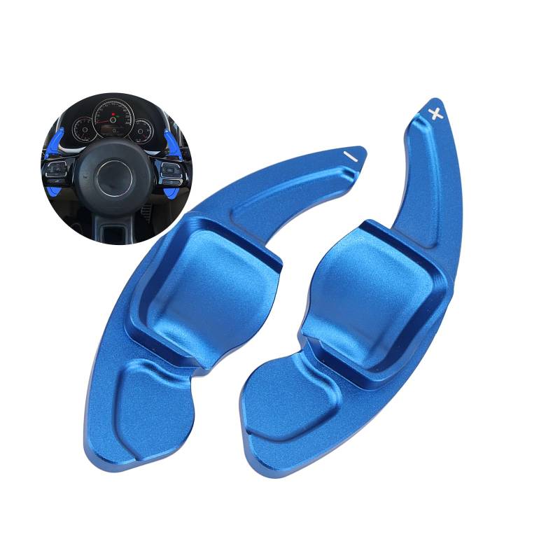 KUNIO 2 Stücke Lenkrad Schaltwippen Verlängerung Paddles Lenkrad für VW GOLF 5 6 für Jetta GTI Tiguan Sciricco CC POLO GTI Sharan für Passat b7 Aluminiumlegierung Paddle Shifter Zubehör Blau von KUNIO