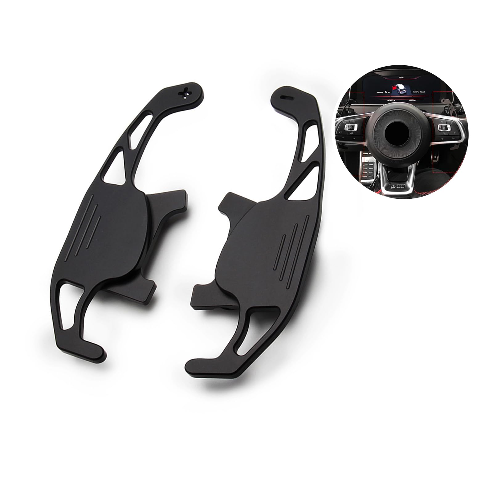 KUNIO 2 Stücke Lenkrad Schaltwippen Verlängerung Paddles Lenkrad für VW Golf MK7 GTI GTD GTE R-line Jetta GLI Passat B8 Polo 6C 2014-2021 Aluminiumlegierung Paddle Shifter Zubehör Schwarz von KUNIO