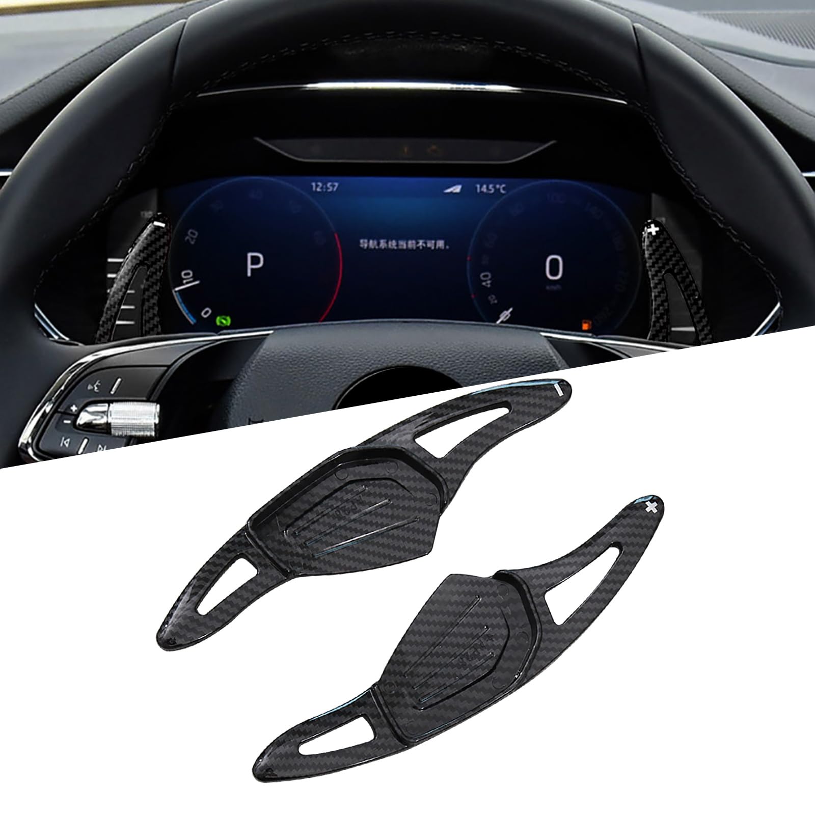 KUNIO 2 Stücke Lenkrad Schaltwippen Verlängerung Paddles Lenkrad passt für Skoda Octavia RS VRS Enyaq IV 2021-2023 PVC Paddle Shifter Zubehör Schwarz B von KUNIO