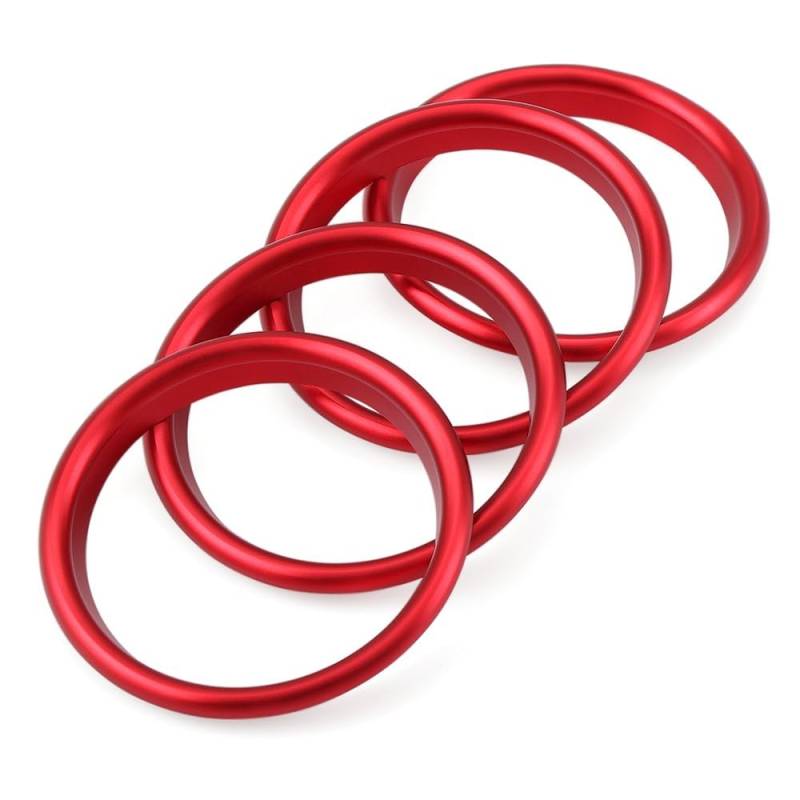 KUNIO 4Pcs Auto Lüftungsringe Klimaanlage Dekoration Ring passt für Audi A3 S3 Q2L Lüftungsdüsen Auto Luftauslass Aufkleber Innenraum Aluminiumlegierung Lüftungsdüsen Zubehör Außenring Rot von KUNIO