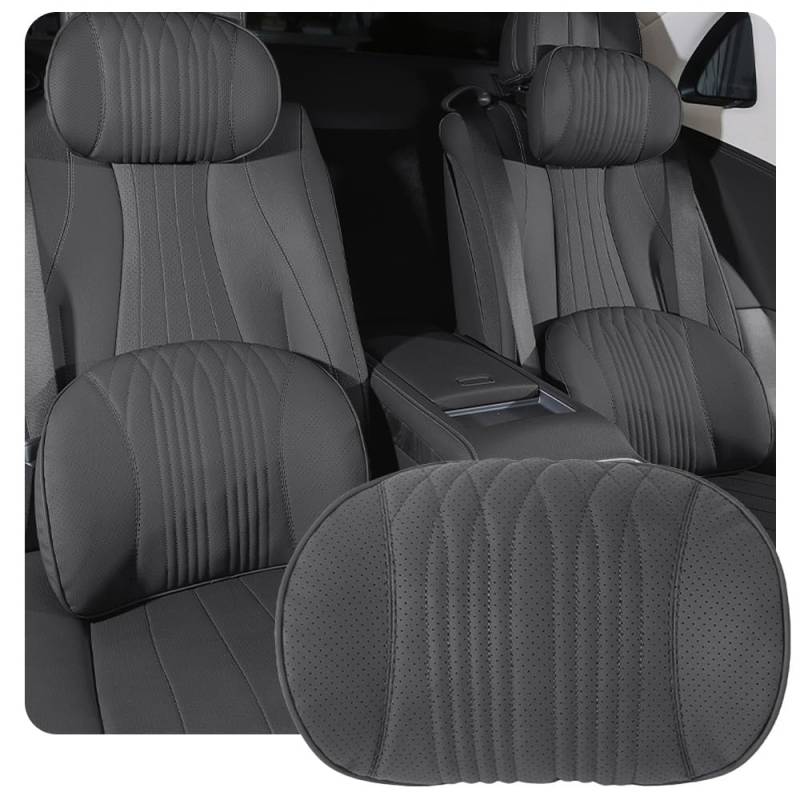 KUNIO Auto Kopfstütze Nackenkissen Zubehör Kissen Memory Schaum Kopfstütze Kissen Suede Auto Sitz Kopfstütze Einstellbare Nackenkissen Autozubehör Schwarz von KUNIO