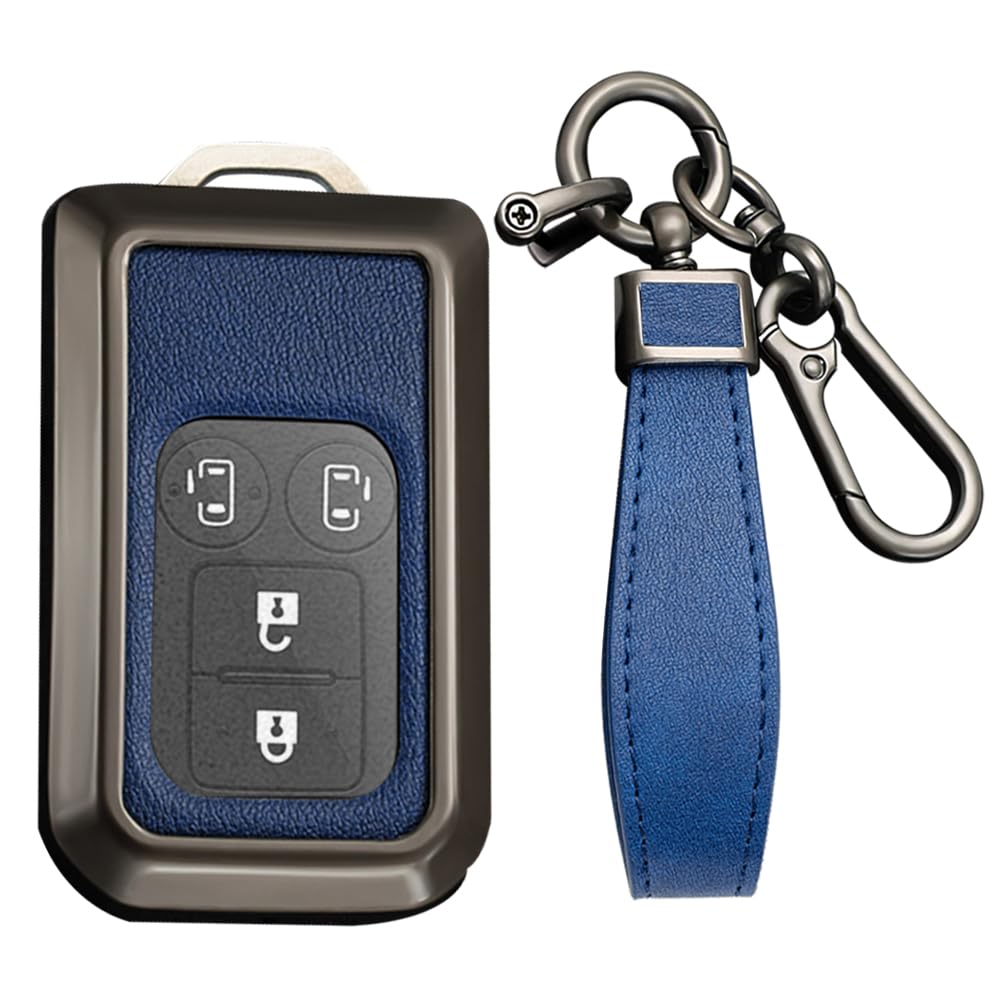 KUNIO Autoschlüsselschutz Keyless Autoschlüssel Hülle passt für Suzuki Dzire Ertiga Swift V Monopoly Waggon R Maruti Dzire Ignis Hybrid 2-Tasten Schlüsseletui Leder Schlüsselhülle -B Blau von KUNIO