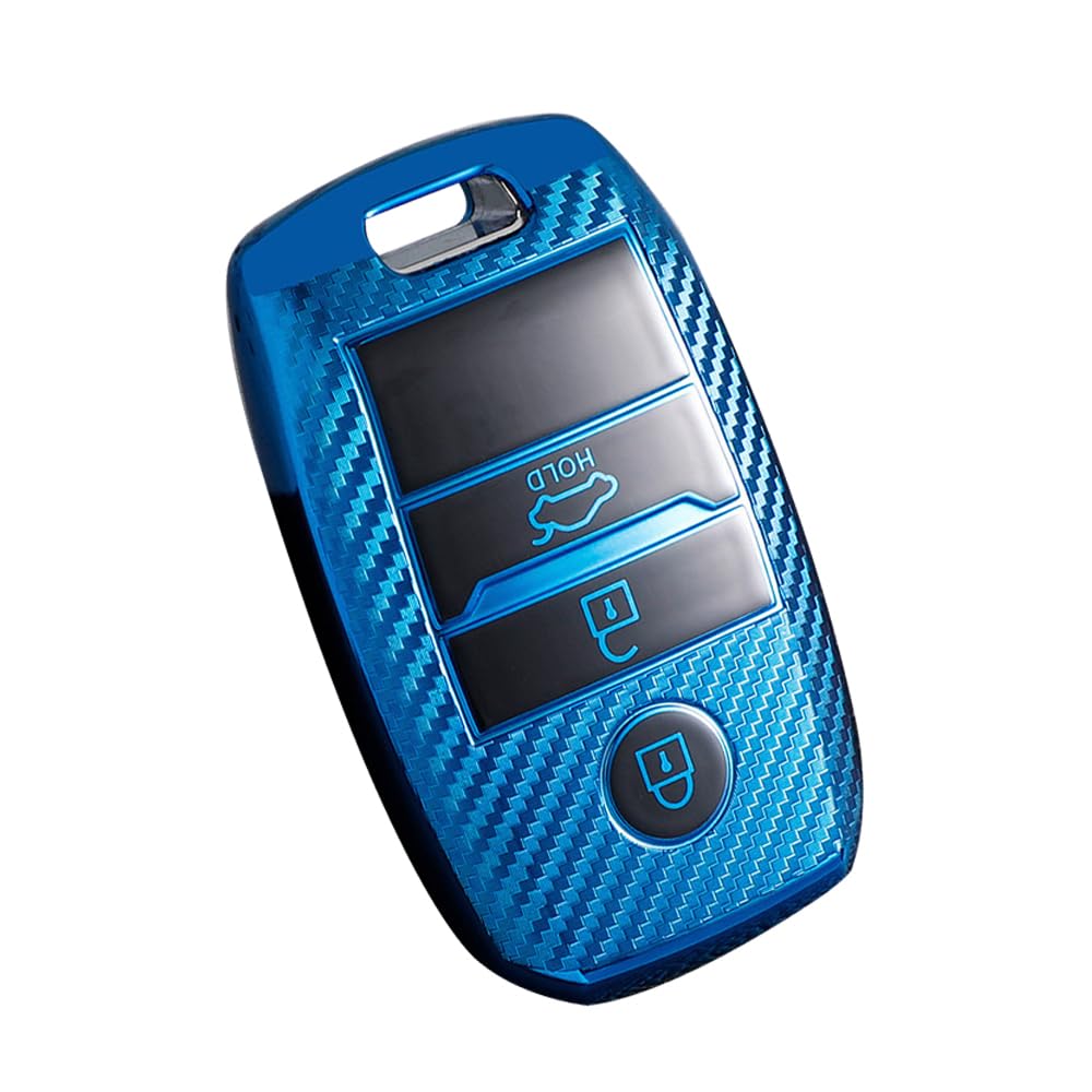 KUNIO Keyless Schlüsselhülle Passt für Kia Sportage Rio NIRO Sorento Stonic Ceed 2 Picanto GT Line Picanto X-line Soul K3 KX3 Schutz Schlüsselcover TPU Autoschlüsselhülle 3 Tasten A Blau von KUNIO