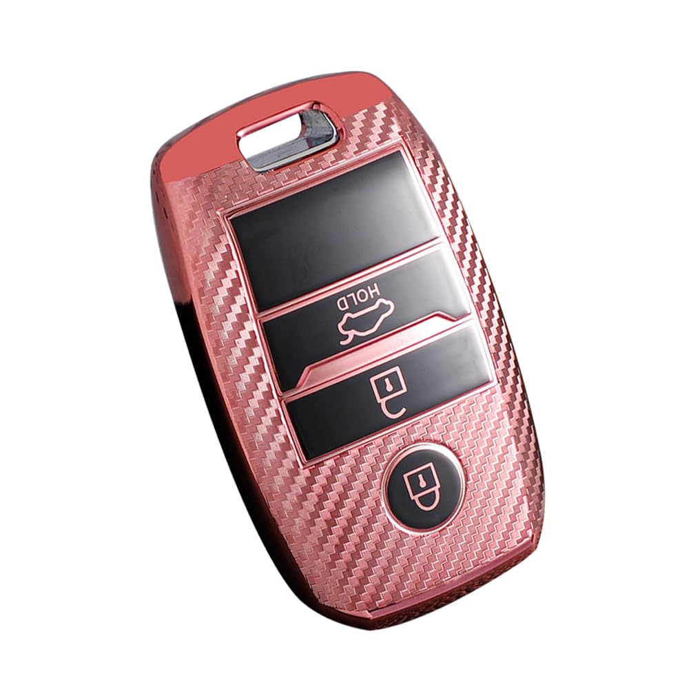 KUNIO Keyless Schlüsselhülle Passt für Kia Sportage Rio NIRO Sorento Stonic Ceed 2 Picanto GT Line Picanto X-line Soul K3 KX3 Schutz Schlüsselcover TPU Autoschlüsselhülle 3 Tasten A Rosa von KUNIO