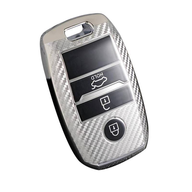 KUNIO Keyless Schlüsselhülle Passt für Kia Sportage Rio NIRO Sorento Stonic Ceed 2 Picanto GT Line Picanto X-line Soul K3 KX3 Schutz Schlüsselcover TPU Autoschlüsselhülle 3 Tasten A Silber von KUNIO