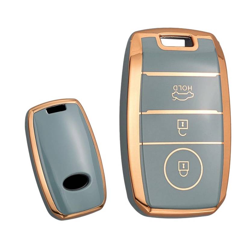 KUNIO Keyless Schlüsselhülle Passt für Kia Sportage Rio NIRO Sorento Stonic Ceed 2 Picanto GT Line Picanto X-line Soul K3 KX3 Schutzhülle TPU Schlüsselcover 3 Tasten B Grau von KUNIO