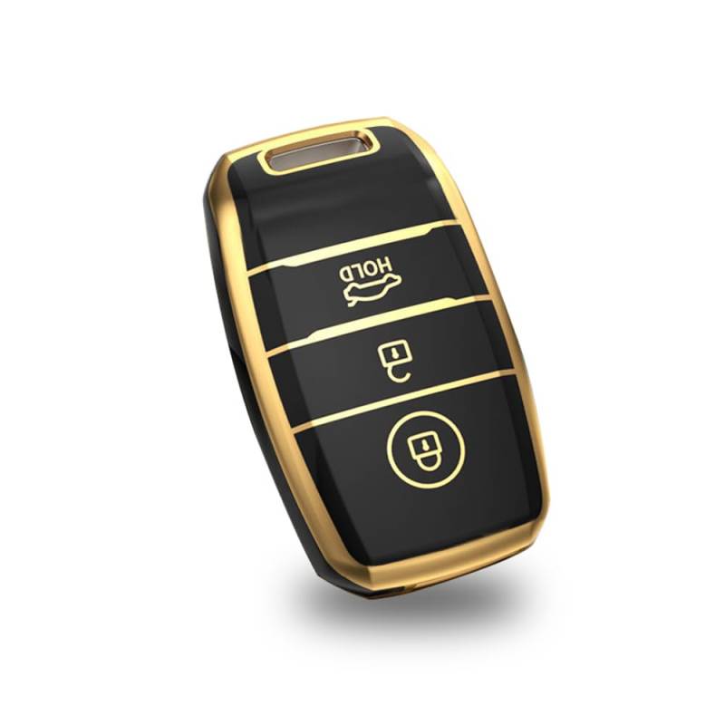 KUNIO Keyless Schlüsselhülle Passt für Kia Sportage Rio NIRO Sorento Stonic Ceed 2 Picanto GT Line Picanto X-line Soul K3 KX3 Schutzhülle TPU Schlüsselcover 3 Tasten B Schwarz von KUNIO