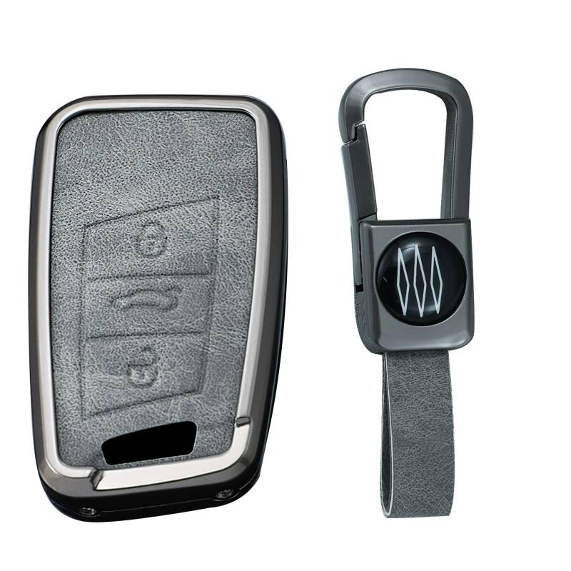 KUNIO Keyless Schlüsselhülle Passt für VW Magotan Passat B8 CC Tiguan MK2 für Jetta Passt für Skoda Superb A7 Kodiaq für Seat Ateca Schlüsselschutz Zinklegierung Gehäuse Schlüsselanhänger Grau A von KUNIO