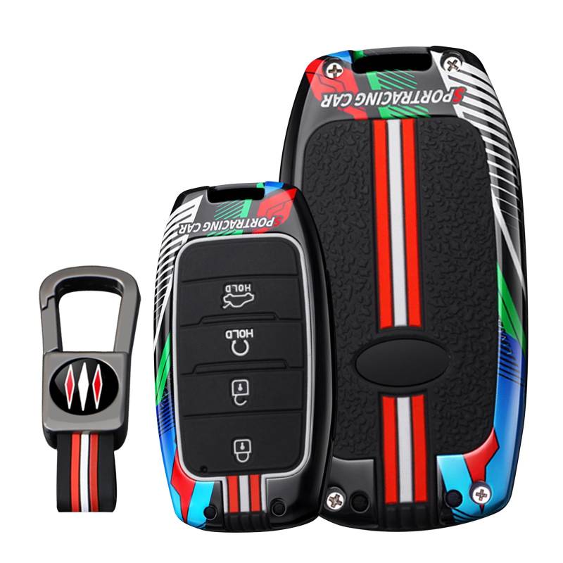 KUNIO Keyless Schlüsselhülle für Kia Sportage Rio NIRO Sorento Stonic Ceed 2 Picanto GT Line Picanto X-line Soul K3 KX3 Gehäuse Zinklegierung Schutz Schlüsselanhänger 4 Tasten A Schwarz von KUNIO