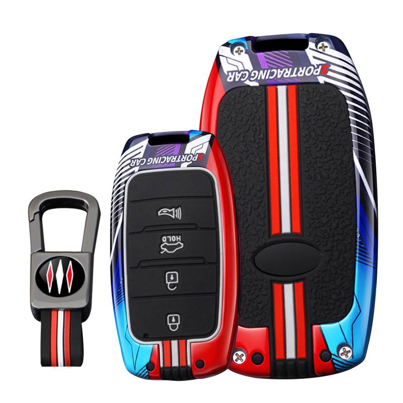 KUNIO Keyless Schlüsselhülle für Kia Sportage Rio NIRO Sorento Stonic Ceed 2 Picanto GT Line Picanto X-line Soul K3 KX3 Gehäuse Zinklegierung Schutz Schlüsselanhänger 4 Tasten B Rot von KUNIO