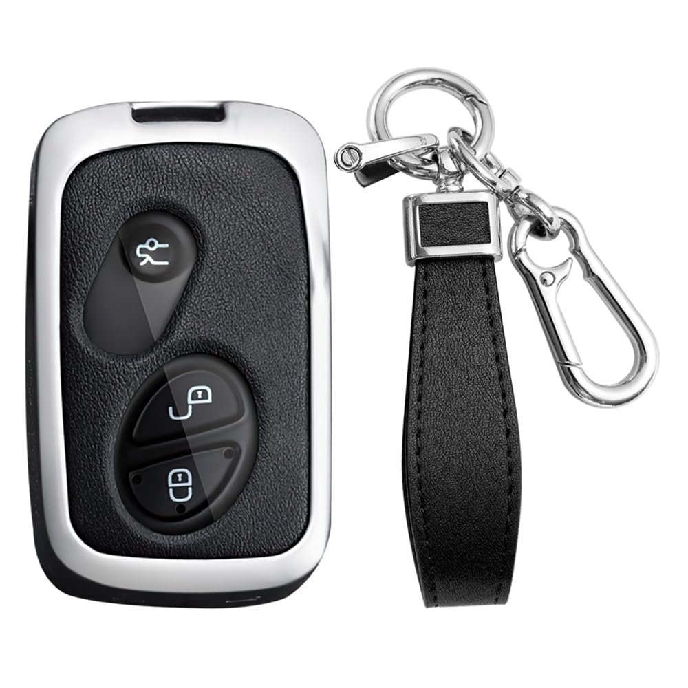 KUNIO Keyless Schlüsselhülle für Lexus CT200H GX400 GX460 GS300 K01 LS460 NX200 IS250 IS300C RX270 ES240 Schlüsselgehäuse Metal Autoschlüssel Schutz Schlüsselanhänger 3/4 Tasten A Silber Schwarz von KUNIO