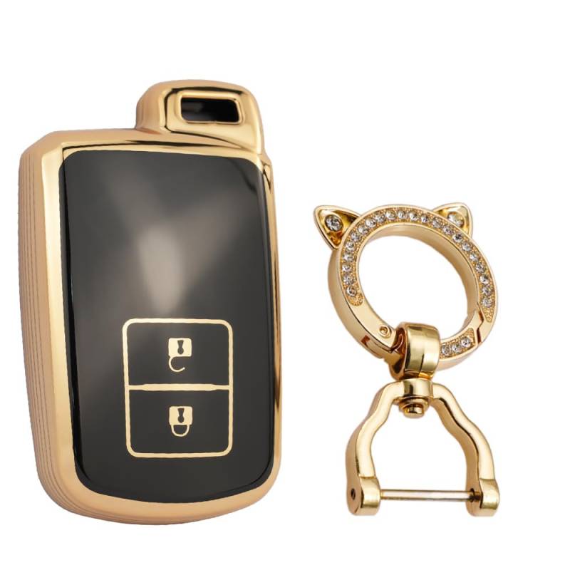 KUNIO Keyless Schlüsselhülle für Toyota Avalon Auris Camry RAV4 Yaris Verso 2012-2018 Schlüssel Schutz TPU Schlüsselcover Bling Schlüsselanhänger Geschenk 2 Tasten C Schwarz von KUNIO