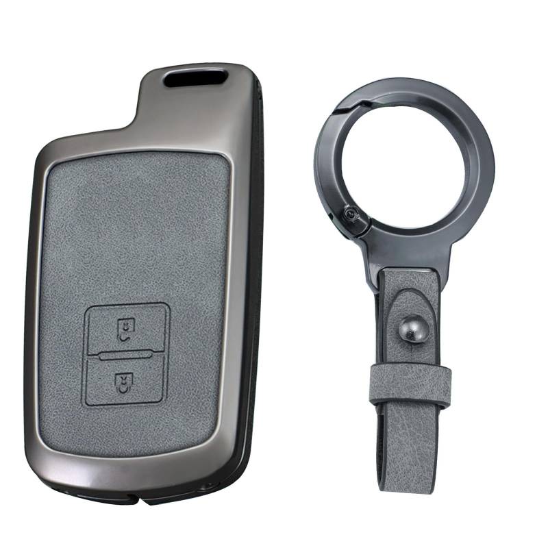 KUNIO Keyless Schlüsselhülle für Toyota Corolla Camry RAV4 Highlander Auris CHR Avalon Land Cruiser 2015-2017 Schutz Zinklegierung Gehäuse Schlüsselanhänger 2 Tasten Grau B von KUNIO