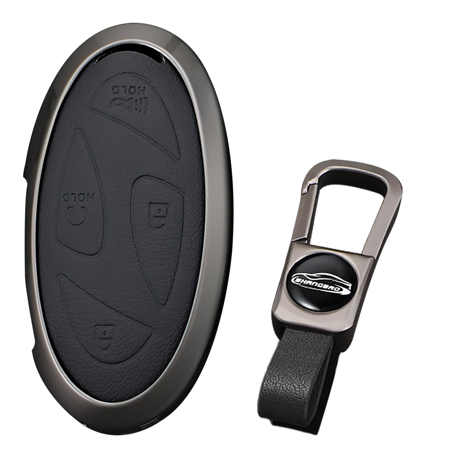 KUNIO Schlüsselhülle Passt für Hyundai Ioniq 6 Grandeur GN7 KONA 2023 2024 Schlüsselschutz Schlüsseletui Zinklegierung Leder Schlüsselanhänger 7 Tasten Schwarz von KUNIO