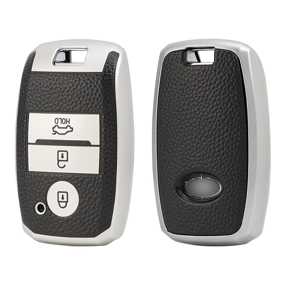 KUNIO Schlüsselhülle Passt für Kia Sportage Rio NIRO Sorento Stonic Ceed 2 Picanto GT Line Picanto X-line Soul K3 KX3 Keyless Schlüsselschutz TPU Schlüsselcover 3 Tasten D Silver von KUNIO