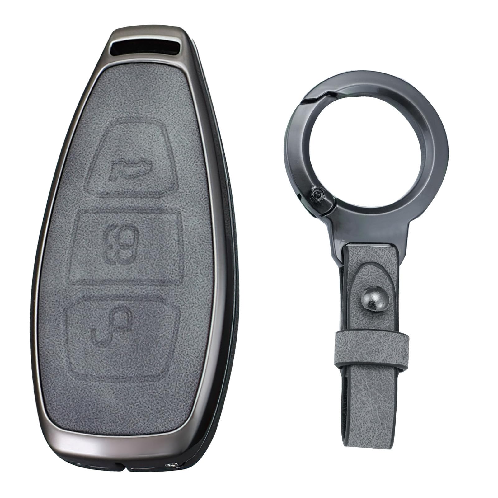 KUNIO Schlüsselhülle für Ford Kuga Focus Mk3 Mk4 Mondeo Fiesta Titanium Ecosport Transit MK8 Schutz Zinklegierung Gehäuse Schlüsselanhänger Keyless 3 Tasten Type A Schlüsselbund B von KUNIO