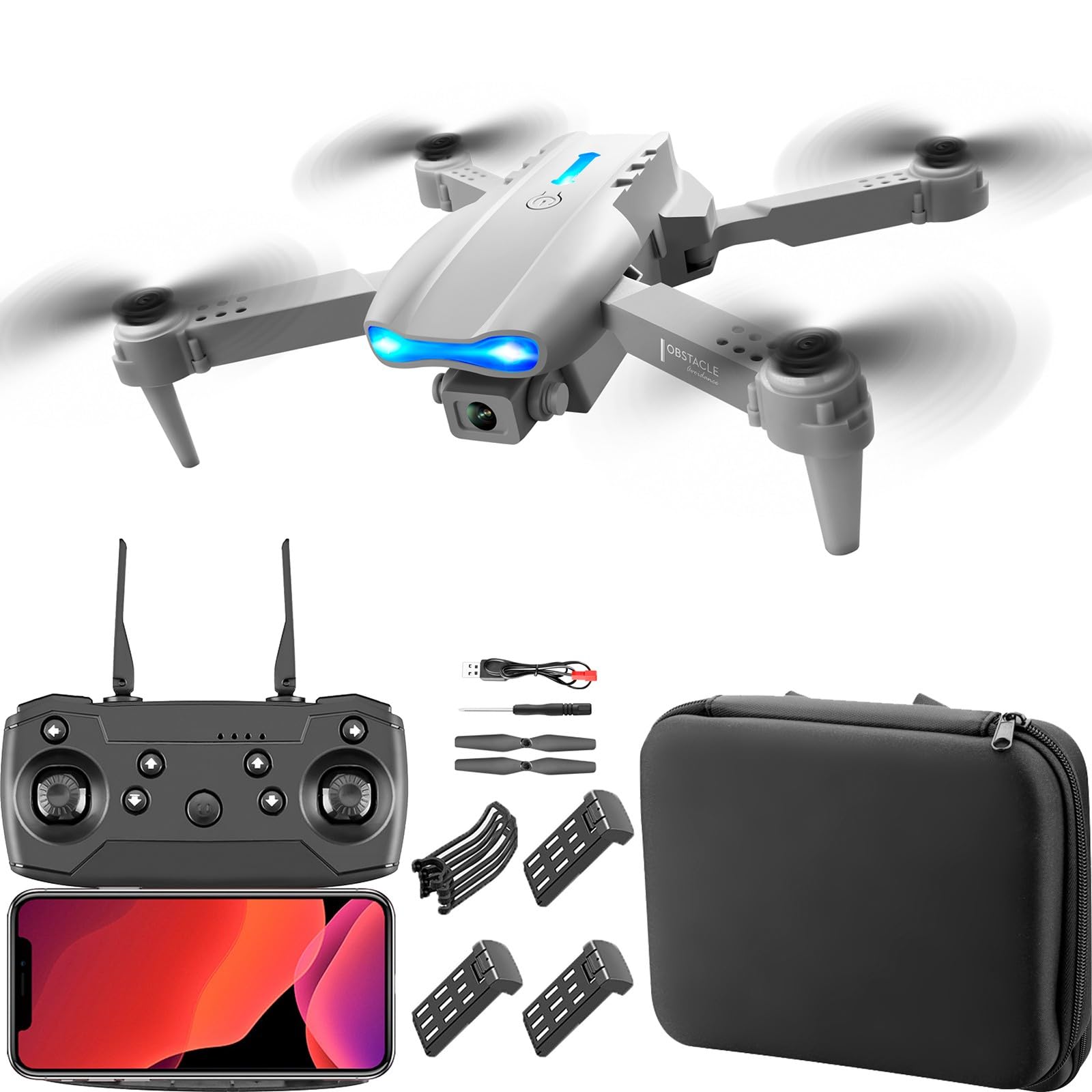 E99 Mini Drohne mit Kamera HD 720P, RC Quadrocopter mit 3 Batterien, WiFi FPV Drohne für Kinder Anfänger, One Key Start/Landen Höhenhaltung Headless Modus 3D Flips Geschenk für Jungen Mädchen von KUNOQXHA