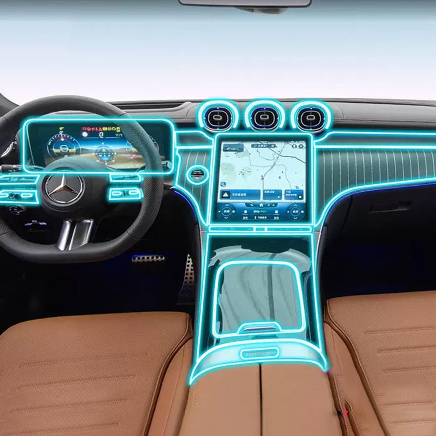 Auto-Innen-Mittelkonsole, transparent, TPU, PPF, kratzfest, Reparaturfolie, Zubehör, für Mercedes-Benz GLC W254 2023 Auto-Innen-Mittelkonsole, transparent, TPU, PPF, kratzfest, Reparaturfolie, Zubehör, für Mercedes-Benz GLC W254 2023 von KUNQING