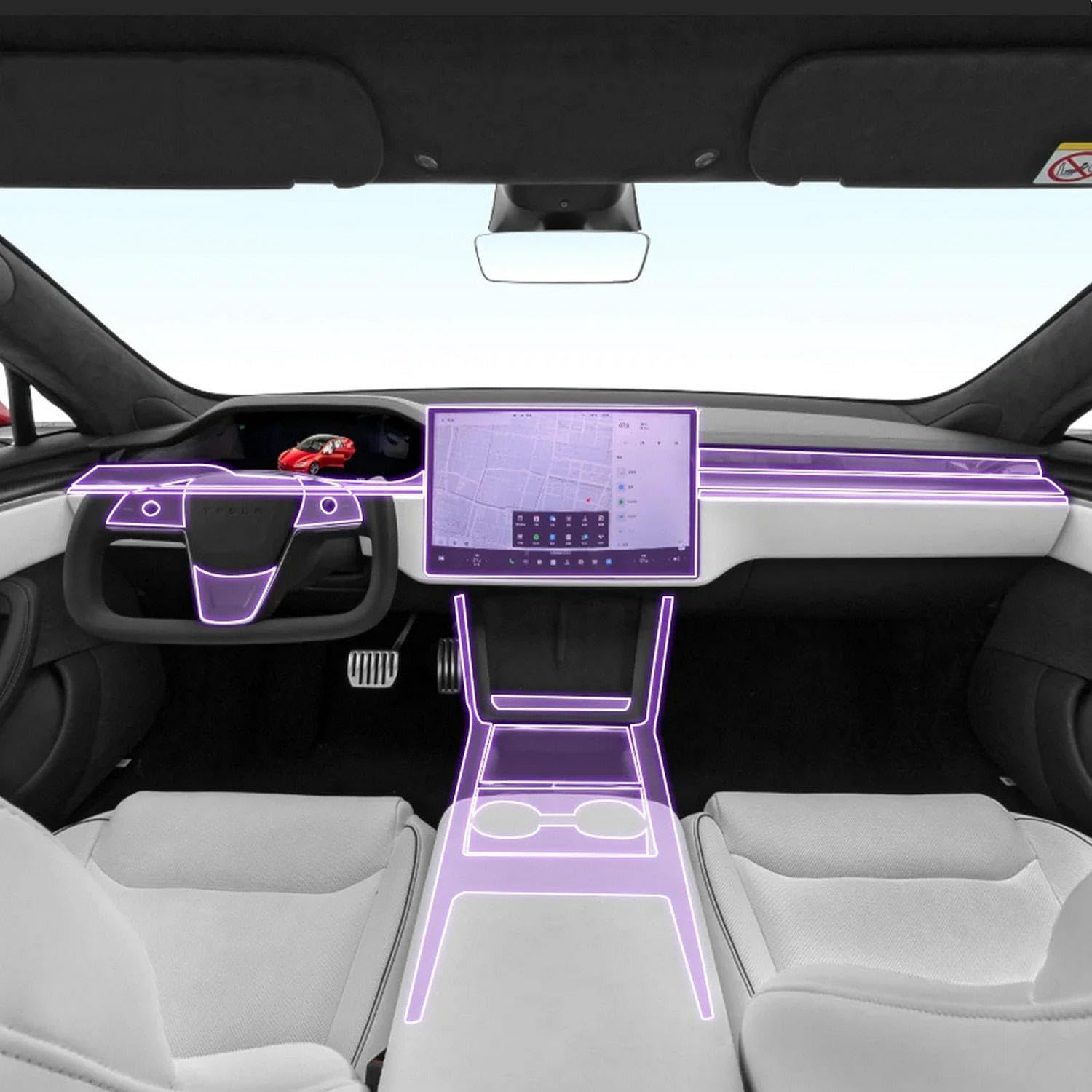 Auto-Innen-Mittelkonsole, transparente TPU-Lack-Schutzfolie, Anti-Kratz-Aufkleber, LCD-Bildschirm, für Tesla Modell S 2021–2023 Auto-Innen-Mittelkonsole, transparente TPU-Lack-Schutzfolie, Anti-Kratz-Aufkleber, LCD-Bildschirm, für Tesla Modell S 2021–2023 von KUNQING