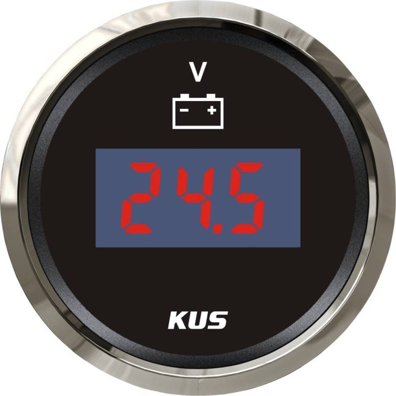 KUS Digital Voltmeter Spannungsmesser 9-32V 52MM (2") Mit Hintergrundbeleuchtung (Schwarz) von KUS