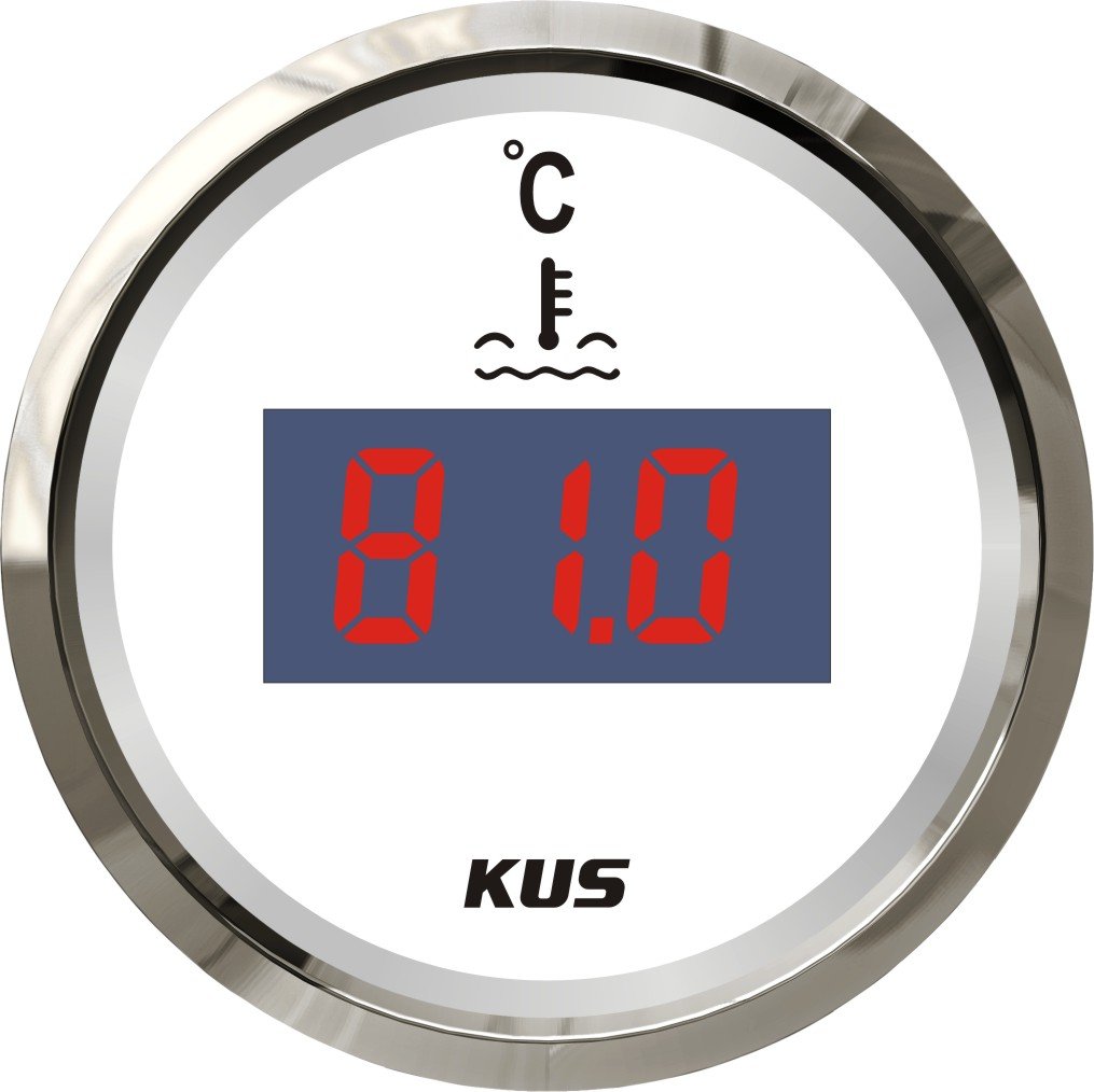 KUS Digital Wassertemperaturanzeige 25-120 ℃ Mit Hintergrundbeleuchtung 12V/24V 52MM (2") (Weiß) von KUS