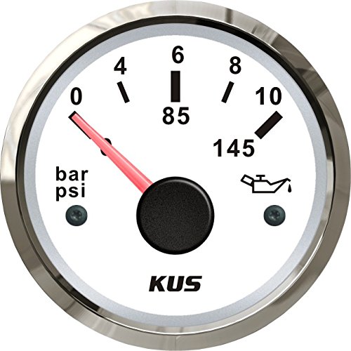 KUS - Öldruckanzeige, weisses Display mit Edelstahl-Lünette, 10-184Ω, 0-10 bar von KUS