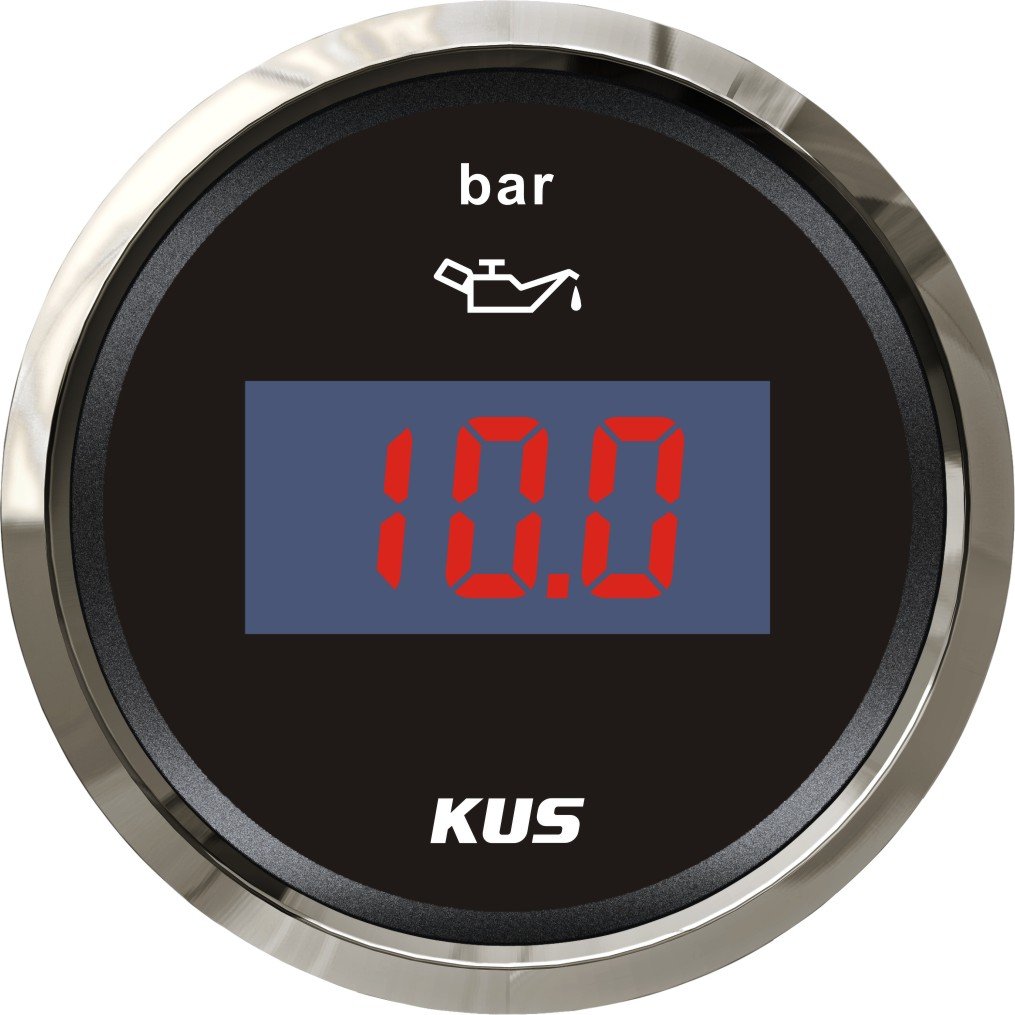 KUS Wasserdicht Digital Öl Kraftstoff Druck Messgerät 0-10bar mit Hintergrundbeleuchtung 12V/24V 52mm von KUS