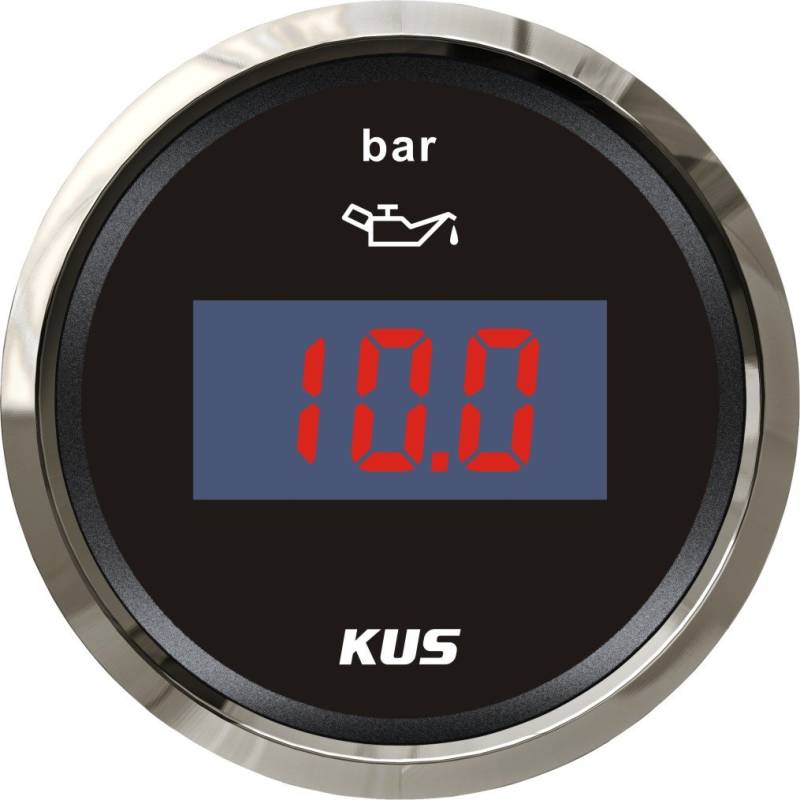 KUS Wasserdicht Digital Öl Kraftstoff Druck Messgerät 0-10bar mit Hintergrundbeleuchtung 12V/24V 52mm von KUS