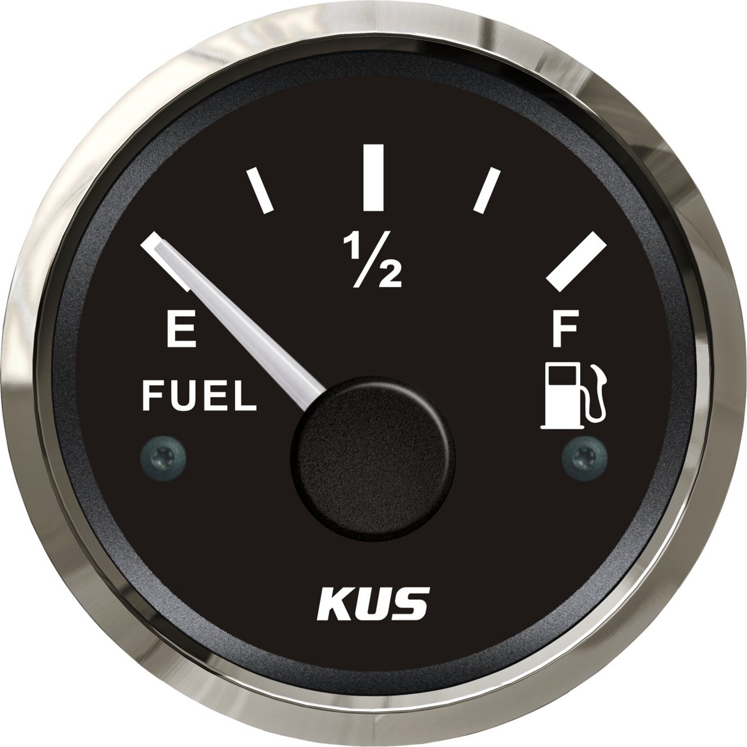 KUS1003: KUS Tankanzeige, schwarzes Display mit Edelstahl-Lünette, 0 – 190 Ohm von KUS