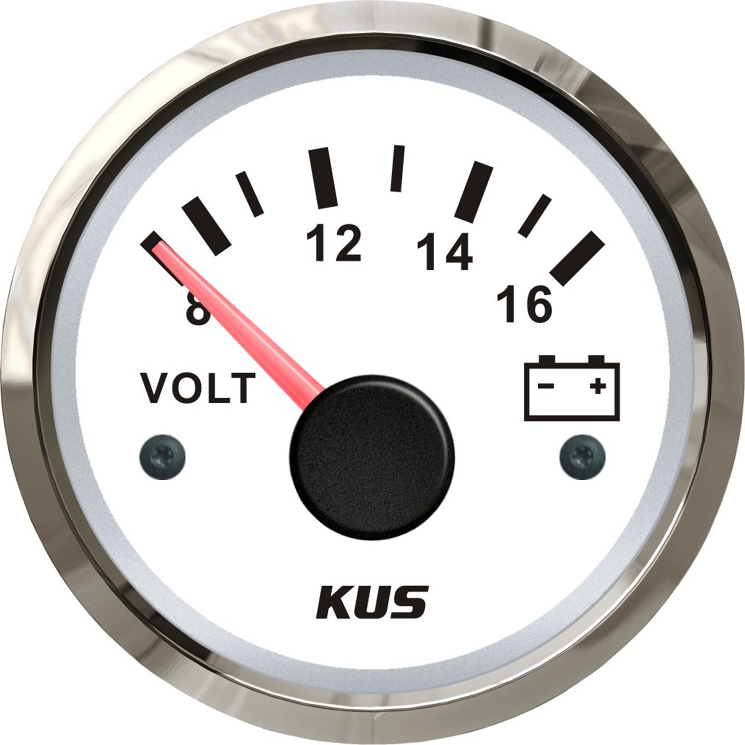 KUS1008: KUS Voltmeter, weisses Display mit Edelstahl-Lünette von KUS