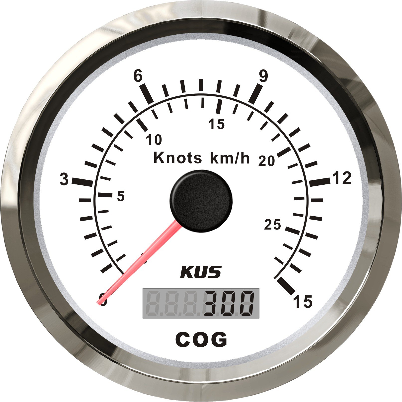 KUS GPS Tachometer Geschwindigkeitsmesser 15Knots 28KM/H Für Boot Yachten 85mm Mit Hintergrundbeleuchtung (Weiß) von KUS