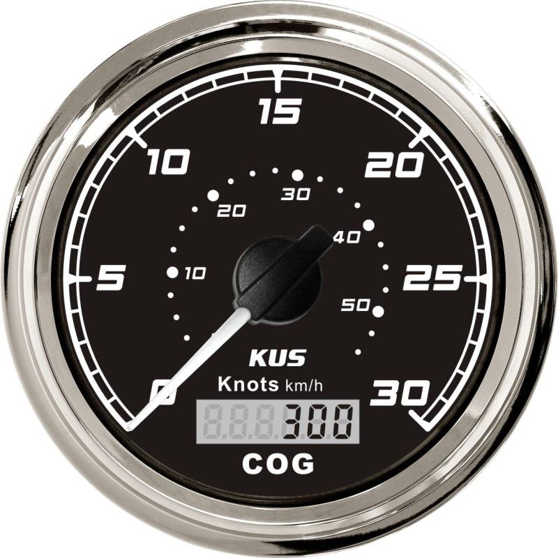 KUS GPS Tacho Kilometerzähler 30Knots Für Boot Yachten 85mm 12V/24V (Schwarz) von KUS