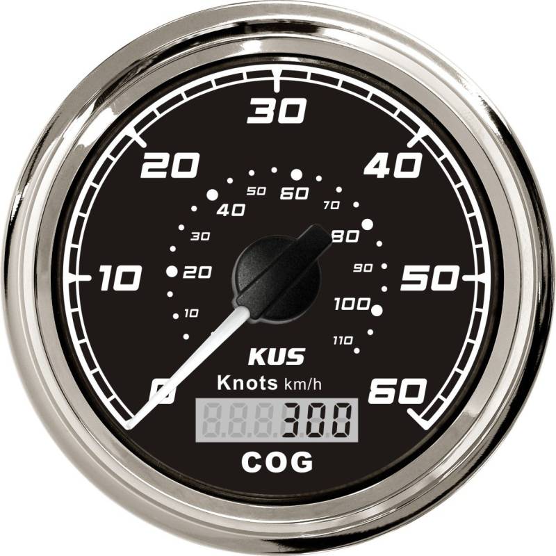 KUS GPS Tacho Kilometerzähler 60Knots Für Boot Yachten 85mm 12V / 24V (Schwarz) von KUS