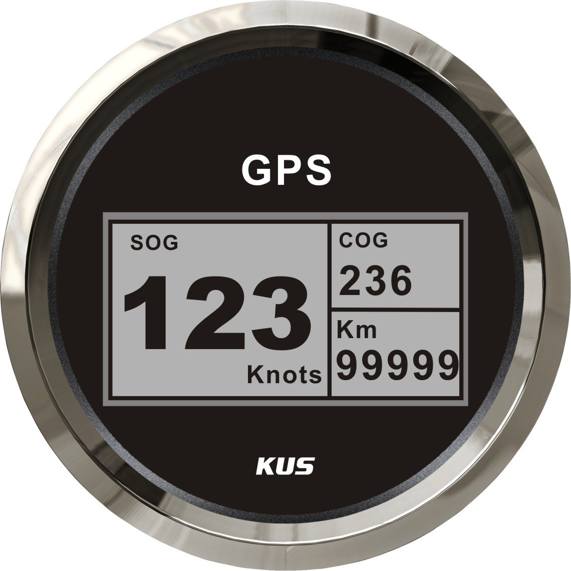 KUS Wasserdichter Geschwindigkeitsmesser, GPS, digital, mit Hintergrundbeleuchtung für Boot, Yacht, 85 mm, 9 – 32 V (schwarz) von KUS