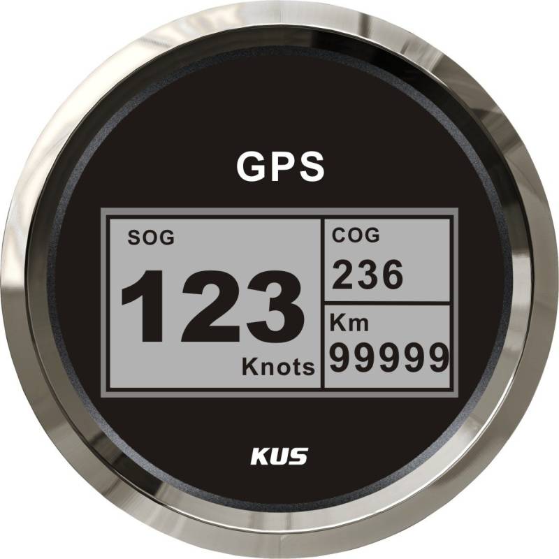 KUS Wasserdichte Digitale GPS Tacho Kilometerzähler Mit Hintergrundbeleuchtung Für Schiff Boot Yacht 85mm 9-32V(Schwarz) von KUS