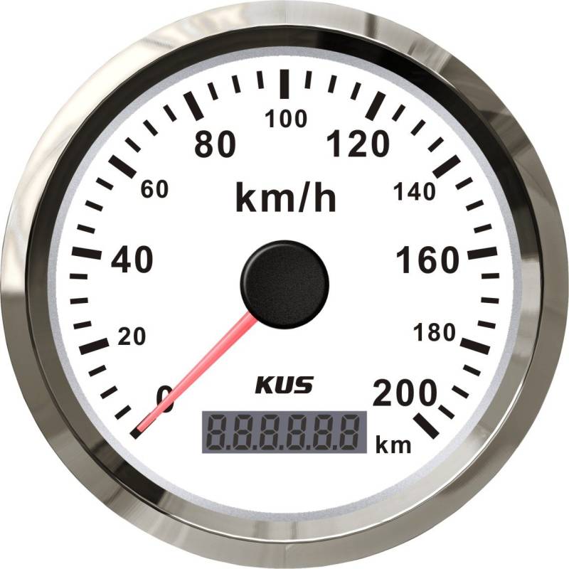 KUS GPS-Geschwindigkeitsmesser, wasserdicht, 0 – 200 km/h, für Auto, Motorrad, LKW, 85 mm (weiß) von KUS