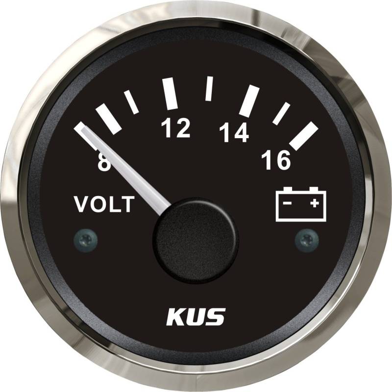 KUS Wasserdichtes Voltmeter, Spannungsmesser, 12 V/8 – 16 V, 52 mm, mit Hintergrundbeleuchtung von KUS