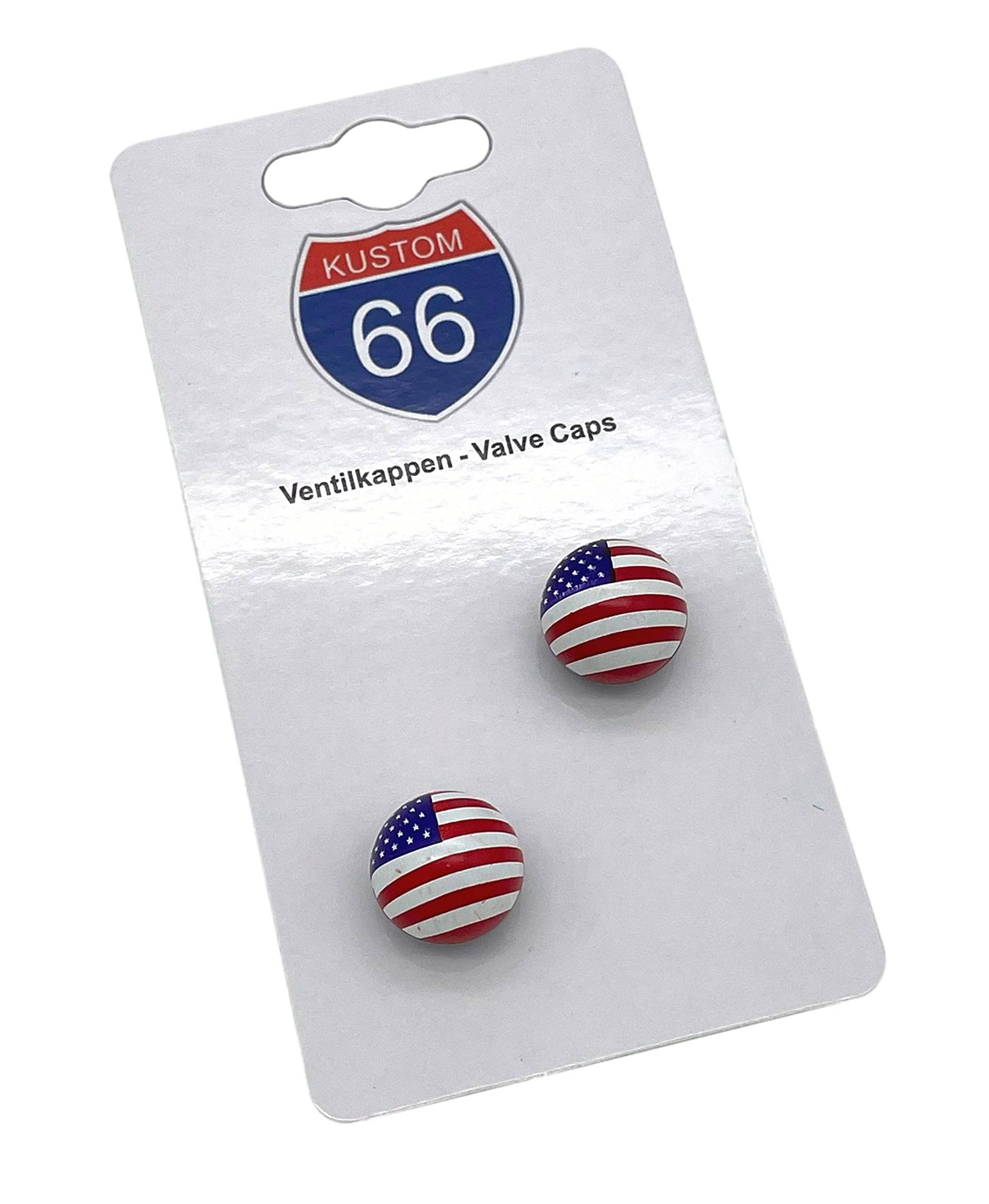 2er Set Ventilkappen - USA Flagge - rund für Motorrad von KUSTOM66