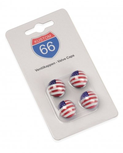 KUSTOM66 4er Set Ventilkappen Flagge USA rund für Auto, Motorrad und Fahrrad von KUSTOM66