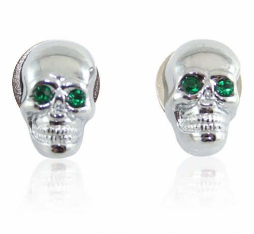 KUSTOM66 TH160043-2 2er Set Totenkopfschrauben mit grünen Augen 25 mm für Motorrad Kennzeichen von KUSTOM66