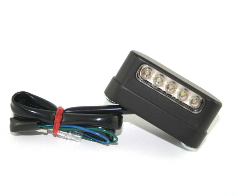 LED Kennzeichenleuchte Motorrad Metall matt schwarz E-11 geprüft ca. 56x23x26 mm von KUSTOM66