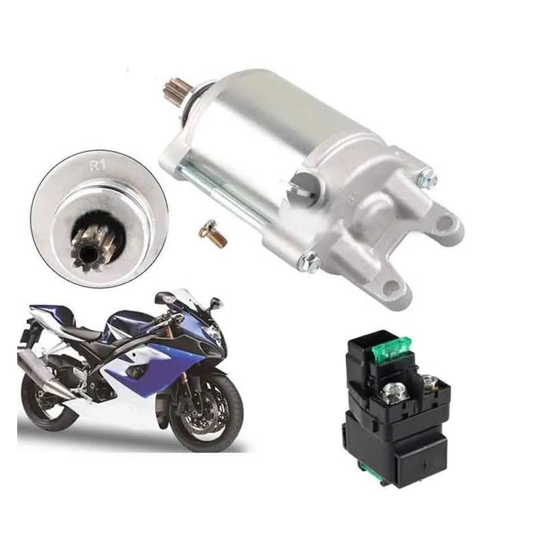 Anlasser Starter Motor Anlasser Für Suzuki GSXR1000 2001-2008 GSXR1000Z GSF400 GSF600 GSF600S GSF650 31100-08F00 31800-35F0 Elektrische Starter Motor Relais Set von KUVIEZ