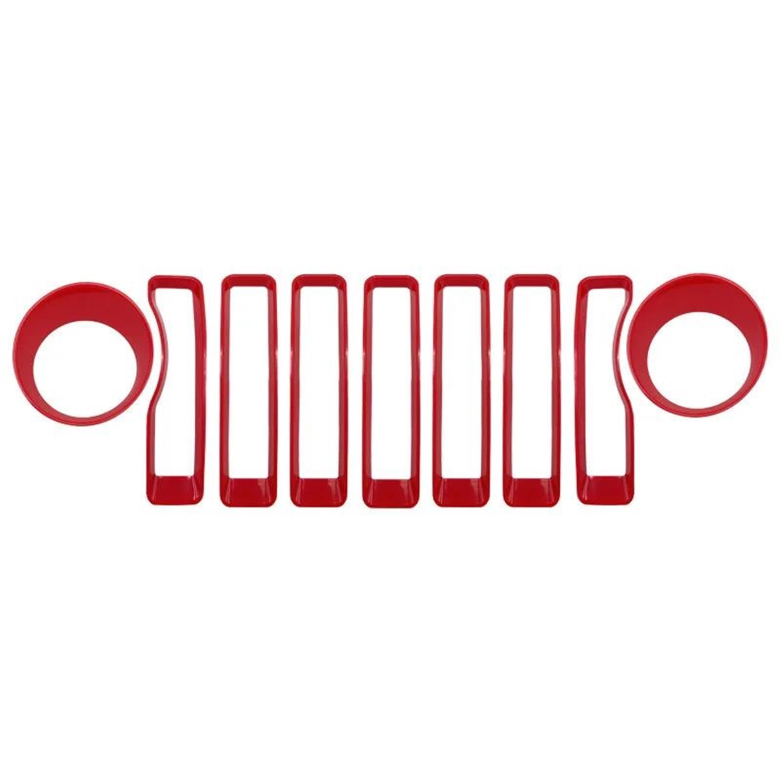 Auto Frontgrill Mesh-Grill-Grill-Einsatz + Scheinwerfer-Blinker-Abdeckungsverkleidung Für Jeep Für Wrangler JL 2018 2019 2020 2021 2022 Kühlergrill(Rot) von KUVIEZ