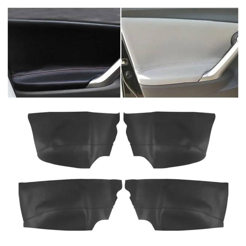 Auto Innendekoration 4PCS Für Toyota Für Verso 2009 2010 2011 2012 2013 2014 2015 Mikrofaser Leder Innen Tür Armlehne Panel Abdeckung Schützende Trim Interieur Dekor(Schwarz) von KUVIEZ