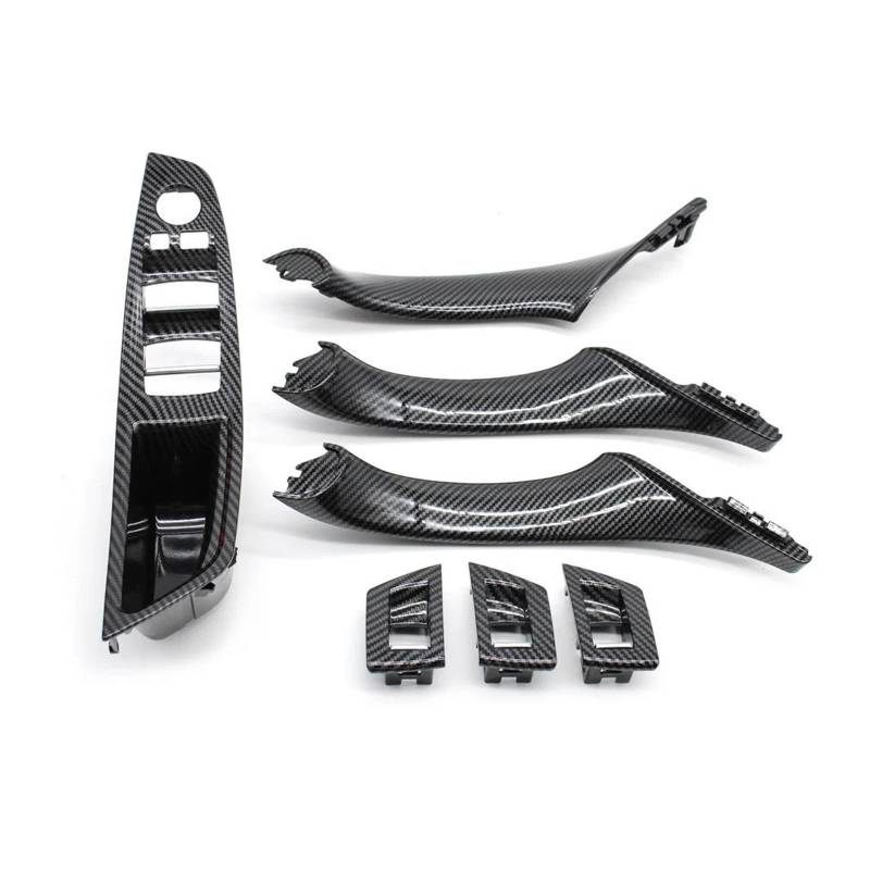 Auto Innendekoration 7PCS Set Für 5 Series F10 F11 520i 523i 525i 528i 530i 535i 2010-2017 LHD RHD Carbon Faser Auto Innen Tür Griff Ziehen Interieur Dekor(LHD Inner Handle Set) von KUVIEZ